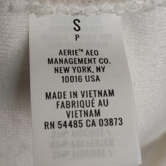 Aerie Cowl Neck Sweatshirt Size Small Super Soft White Fleece Waist Drawstring - Picture 7 of 9